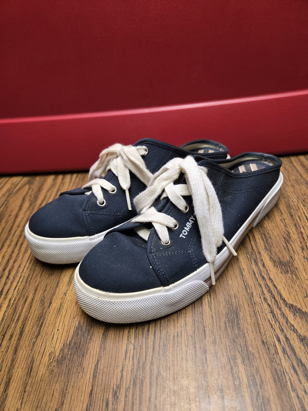 Women's Tommy Hilfiger Navy Canvas Slip-On Sneakers
